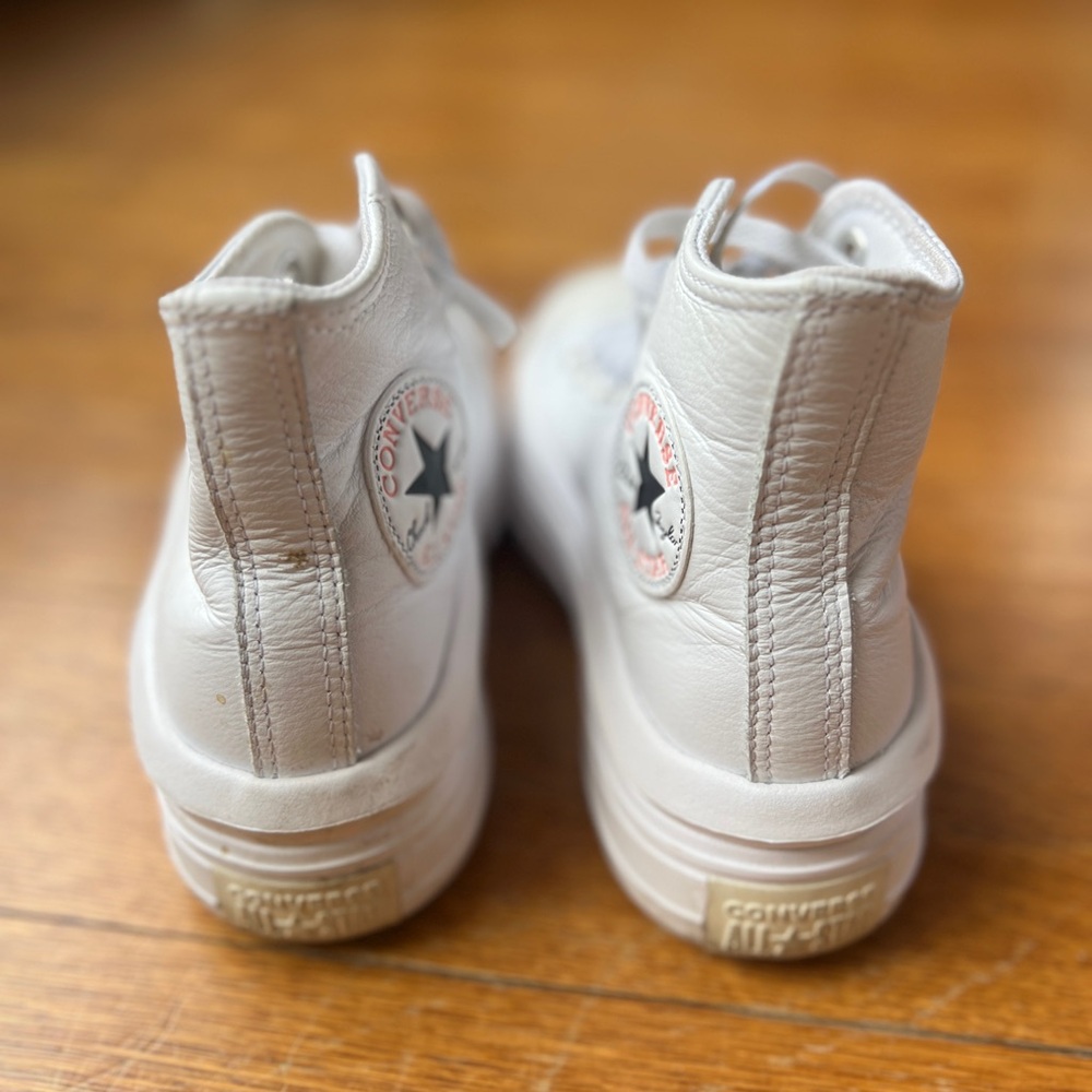 Converse Chuck Taylor White Leather Platform Sneakers, Size 7